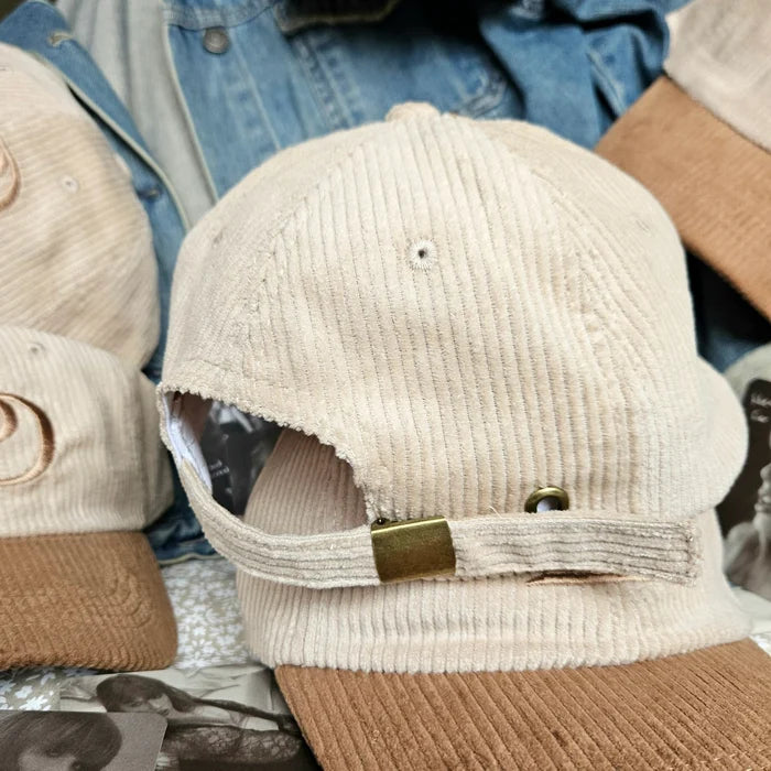 Poets Corduroy Embroidered Cap (Tan)
