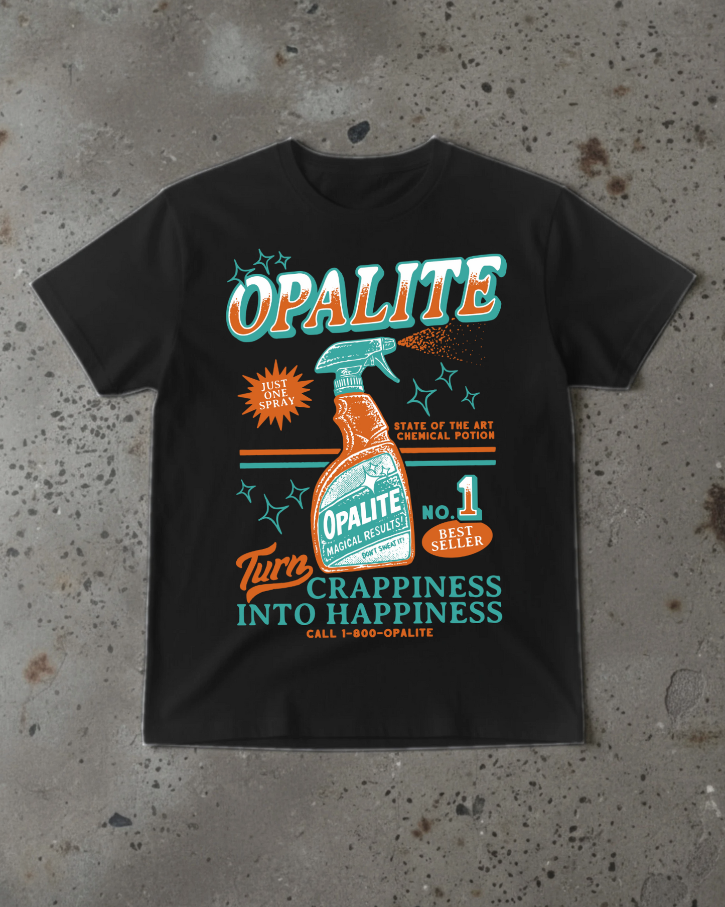 Opalite Spray Bottle T-Shirts (Natural/Black)