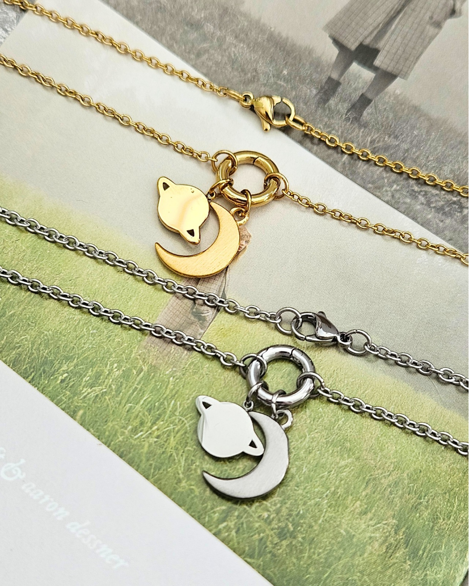 Moon & Saturn Charm Necklaces