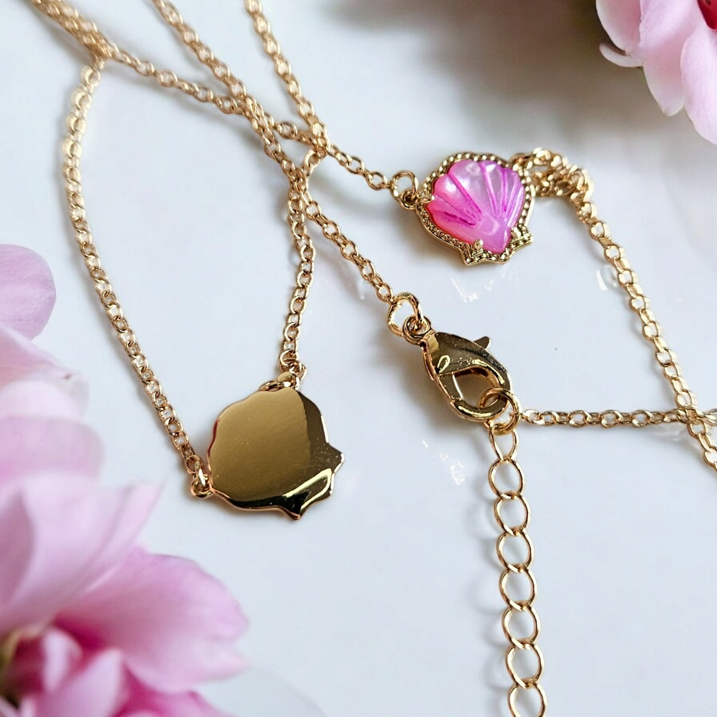 Pink Fan Shell Necklace