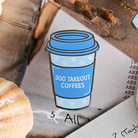 300 Takeout Coffees Enamel Pin