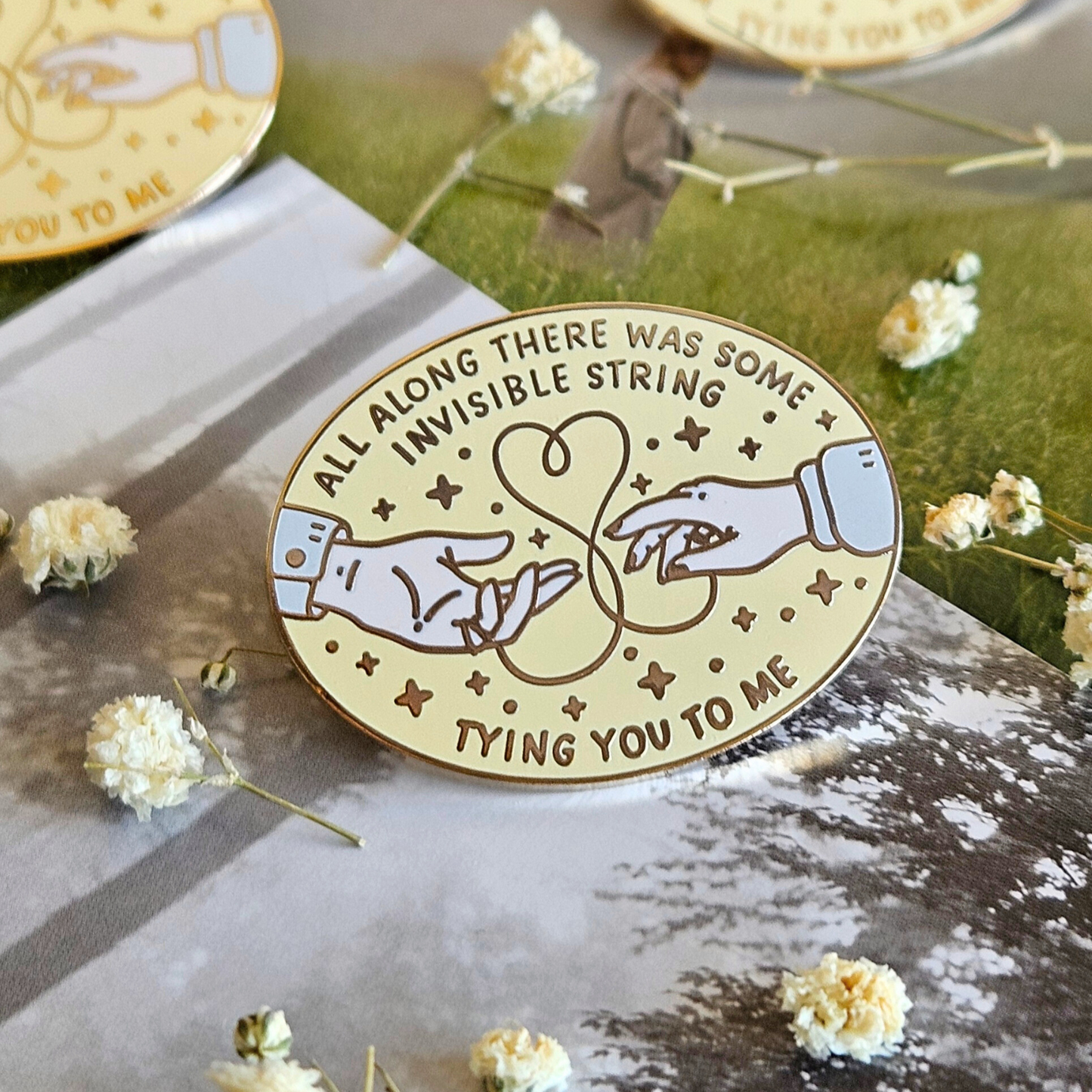 Invisible String Enamel Pin