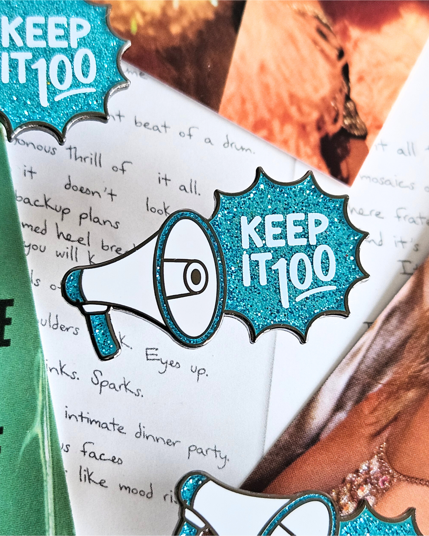 Keep It 100! Megaphone Enamel Pin