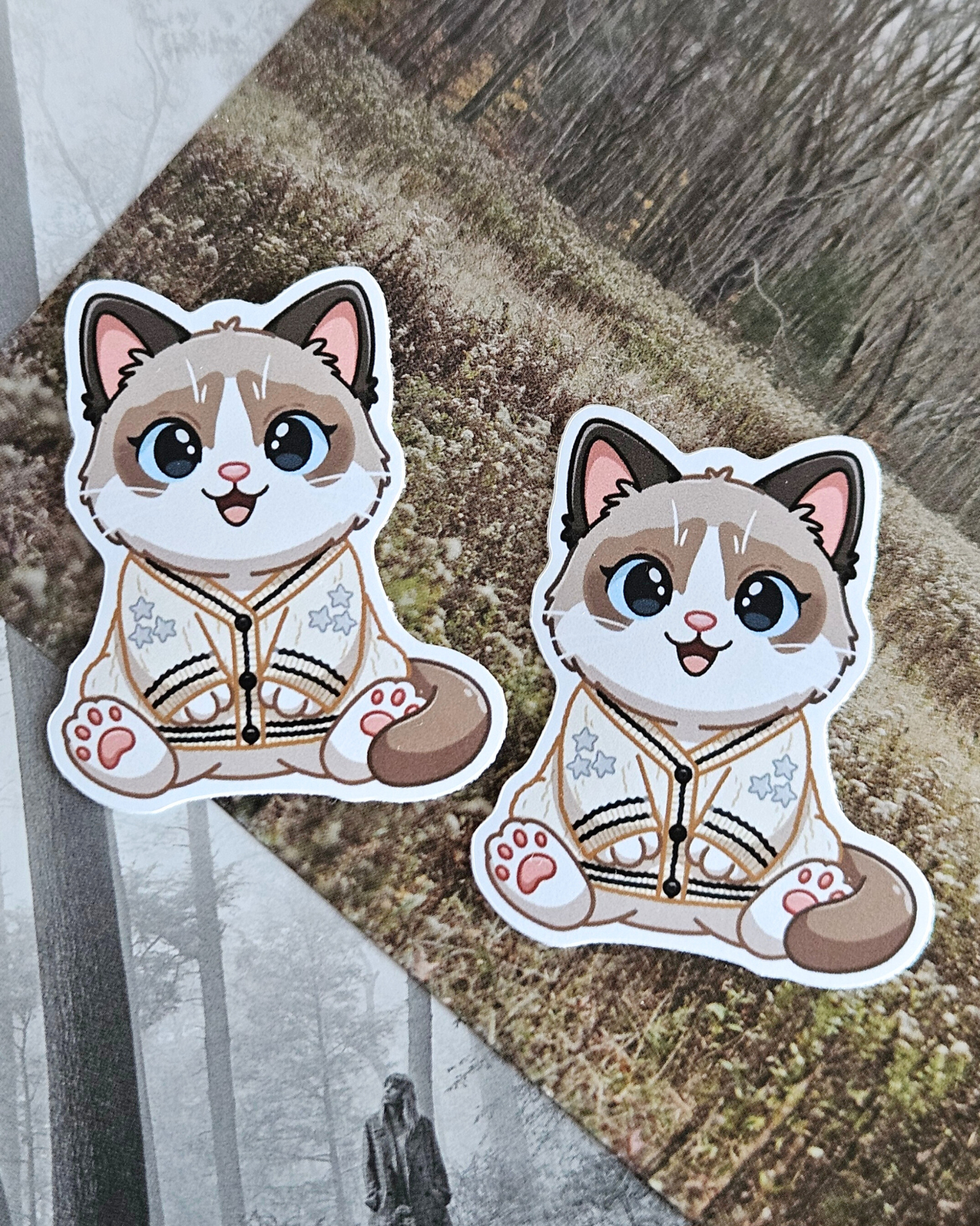 Benji Cat Cardigan Acrylic Pin/ Sticker