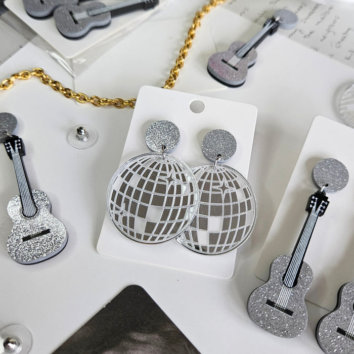 Fearless Guitar + Mirrorball Acrylic Earrings