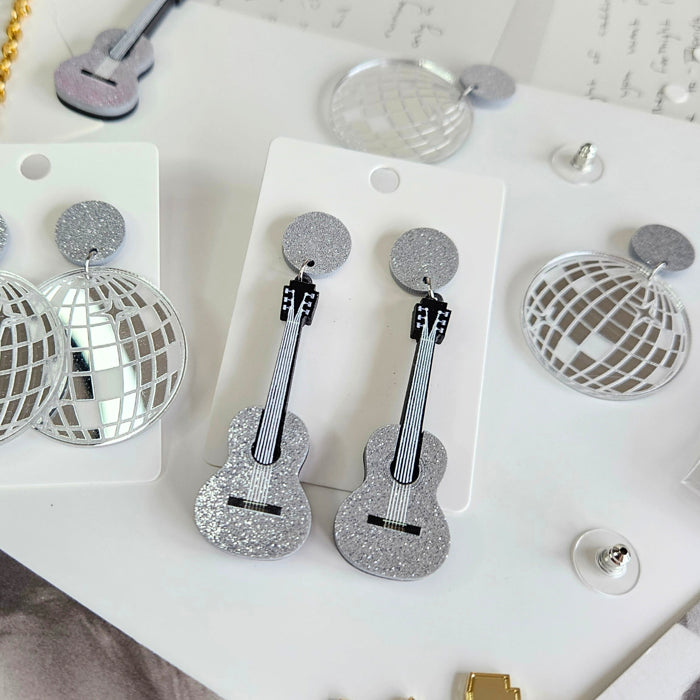 Fearless Guitar + Mirrorball Acrylic Earrings