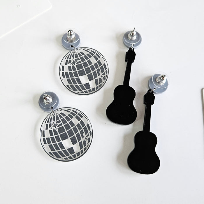Fearless Guitar + Mirrorball Acrylic Earrings
