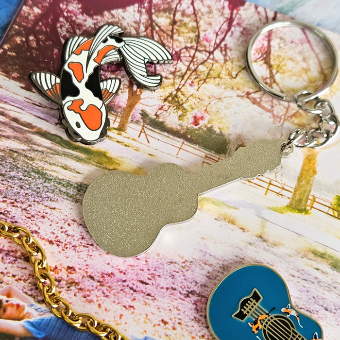 Blue Koi Fish Guitar Enamel Keychain