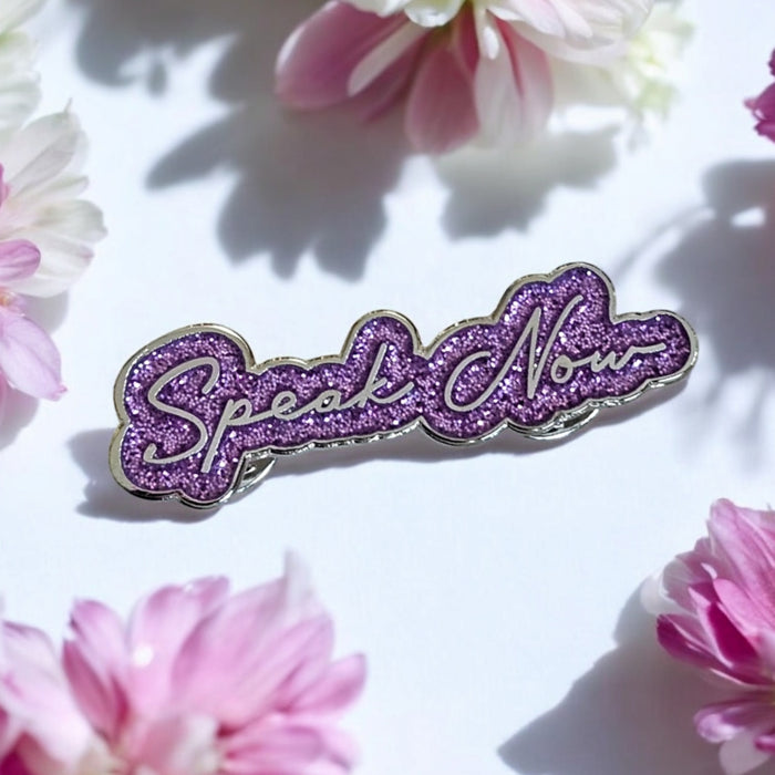 Speak Now Text Enamel Pin