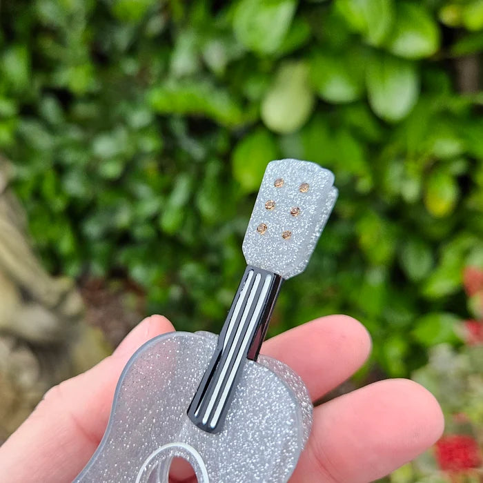 Acoustic Piano Flowers + Fearless Guitar Hair Claw Clips