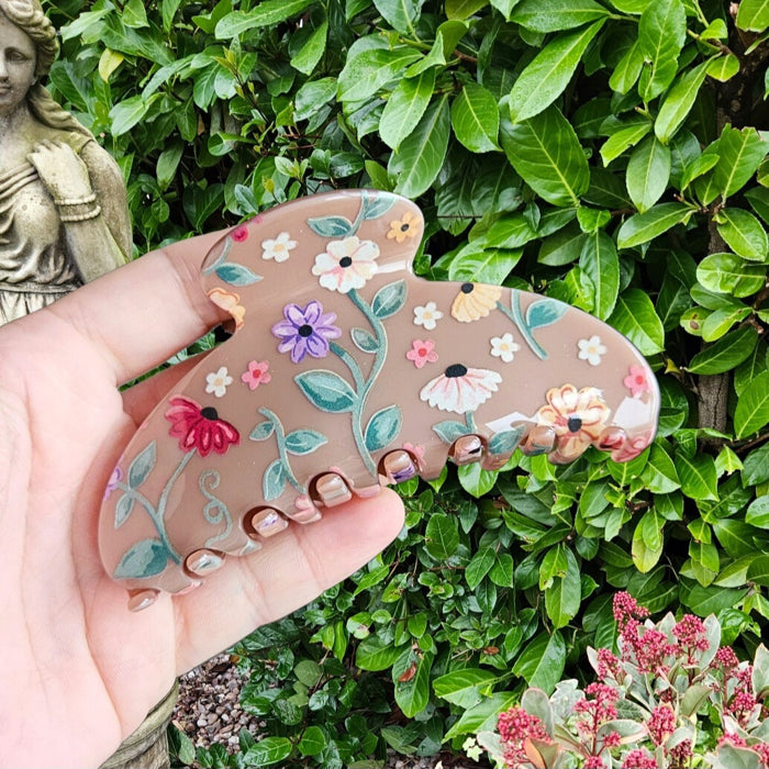 Acoustic Piano Flowers + Fearless Guitar Hair Claw Clips