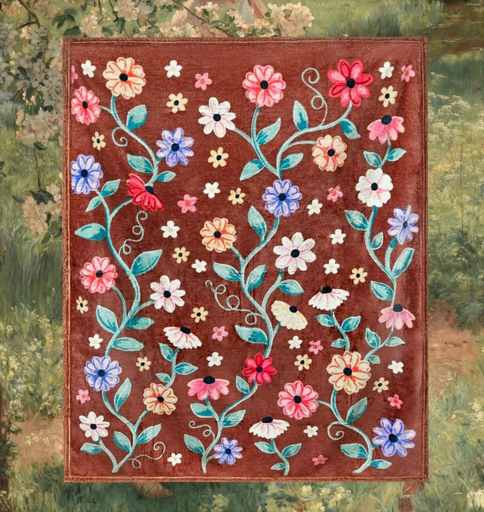 Acoustic Piano Flowers Fleece Blanket