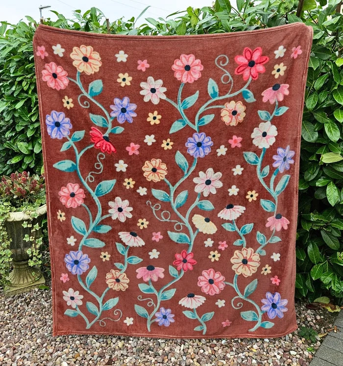 Acoustic Piano Flowers Fleece Blanket
