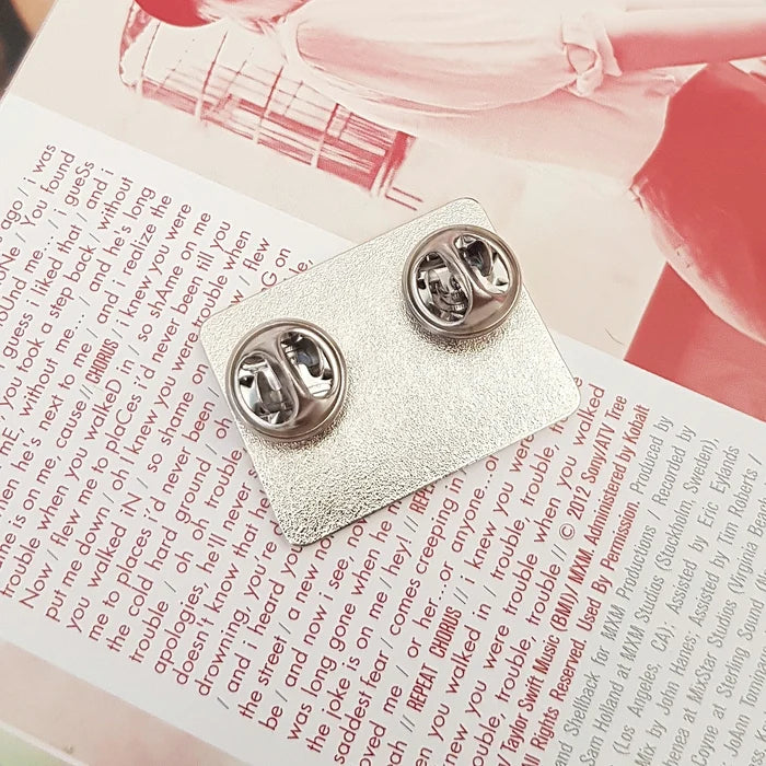 RED Text Enamel Pin