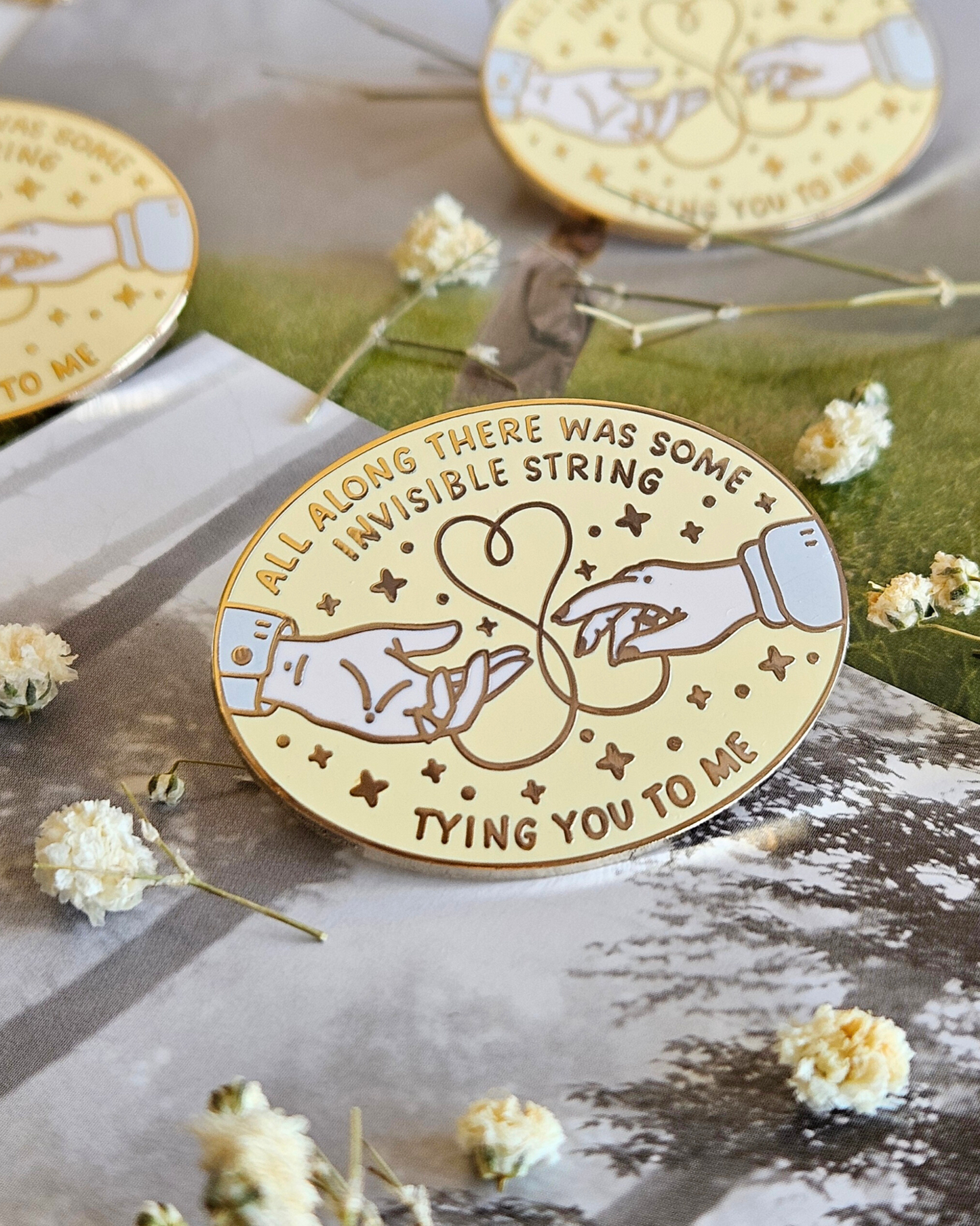 Invisible String Enamel Pin