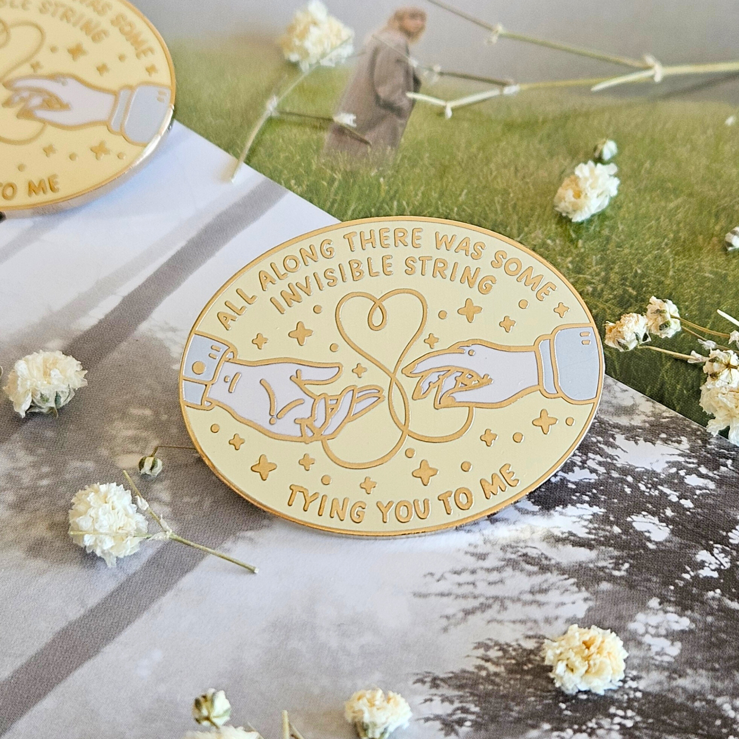 Invisible String Enamel Pin