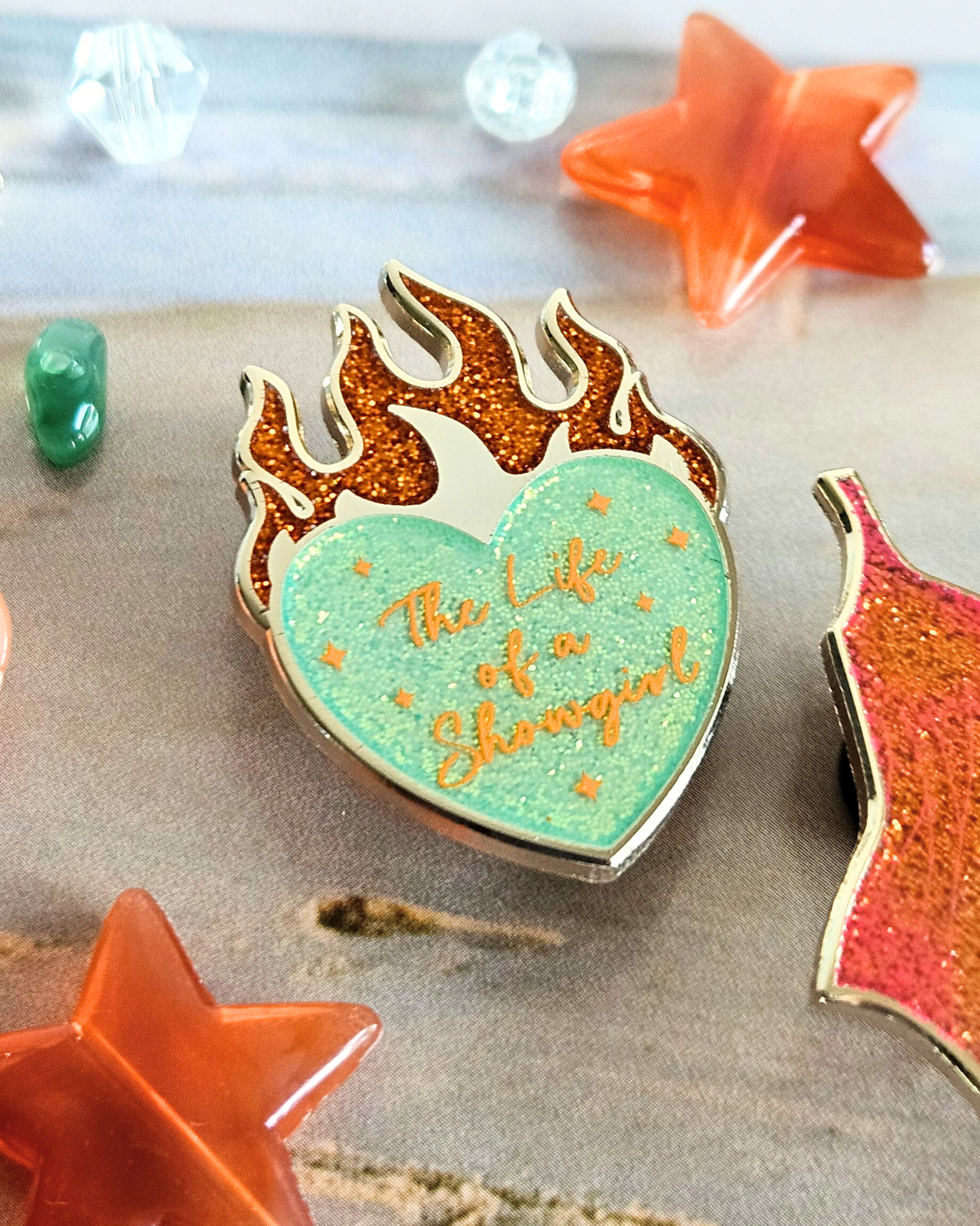 Showgirl Burning Heart / Orange Bodysuit Enamel Pin