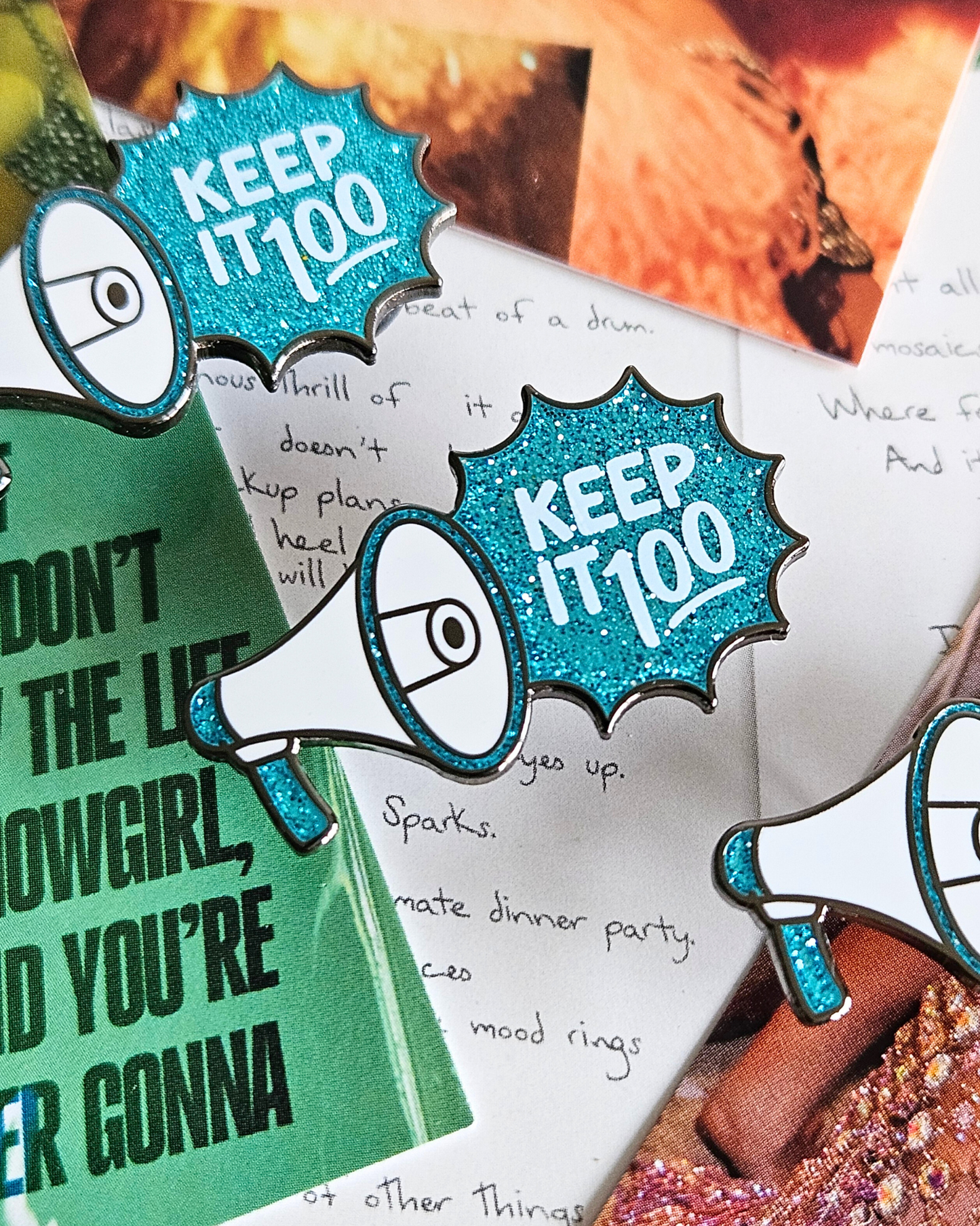 Keep It 100! Megaphone Enamel Pin