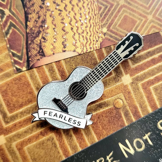Fearless Glitter Guitar Enamel Pin
