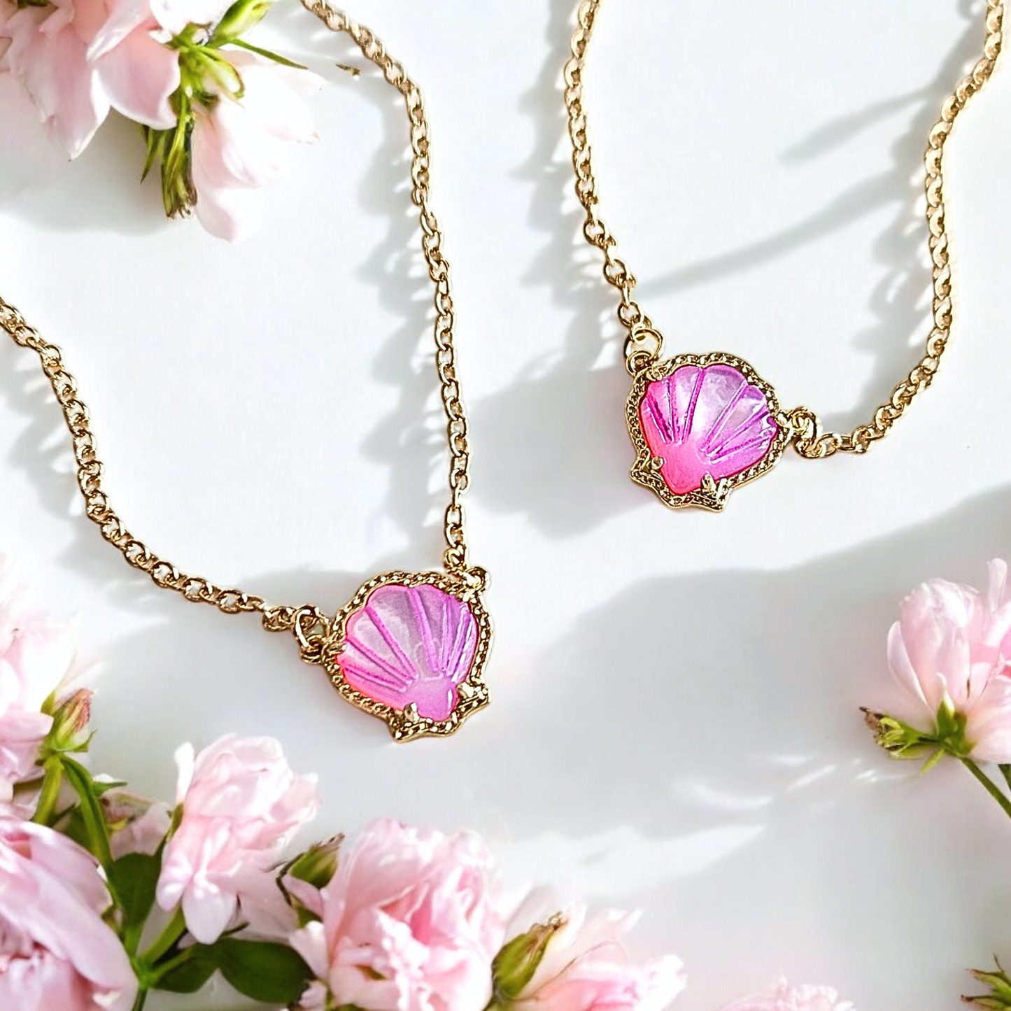 Pink Fan Shell Necklace
