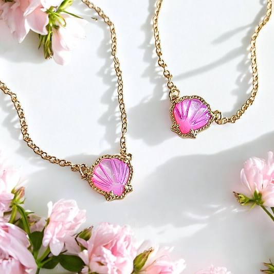 Pink Fan Shell Necklace