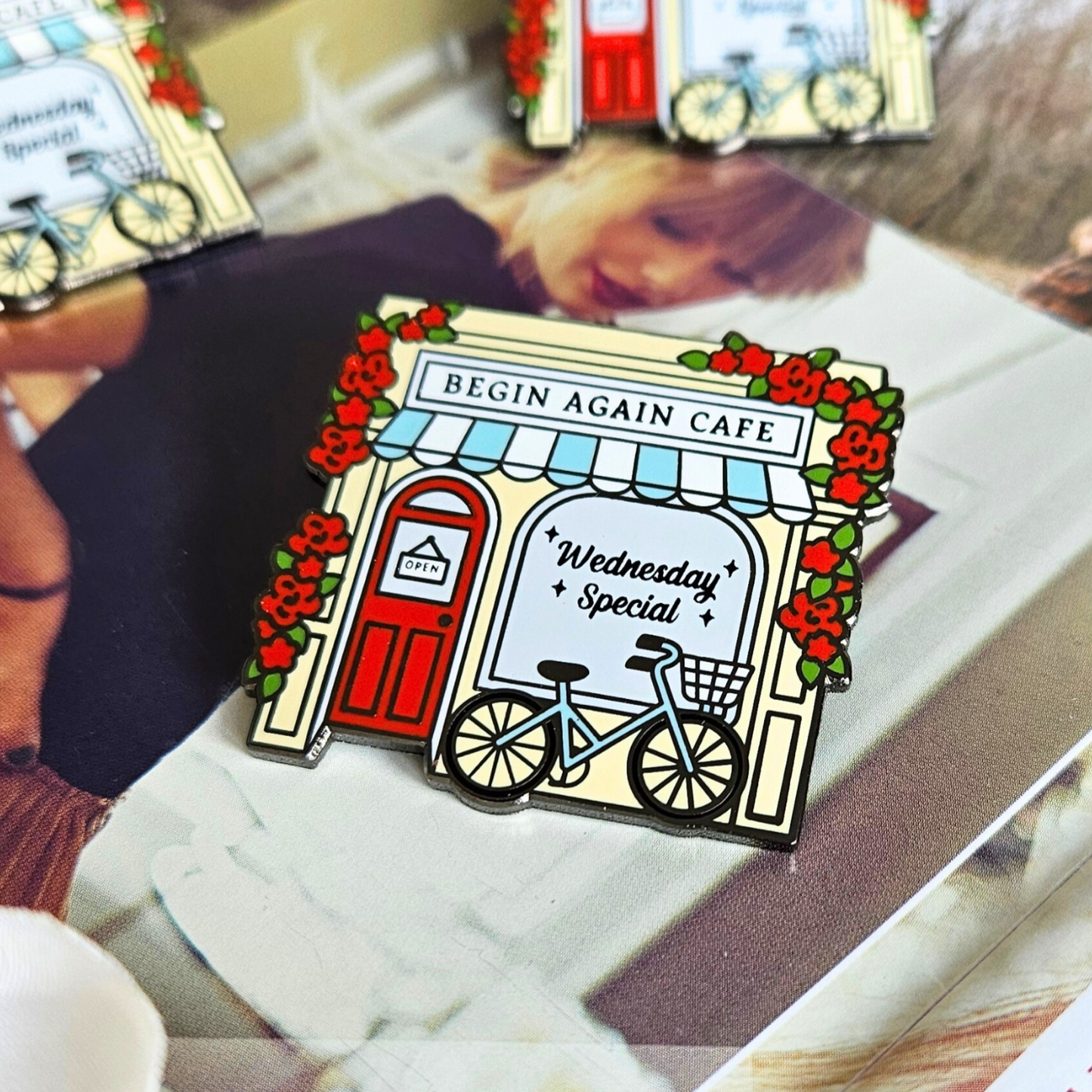 Begin Again Cafe Enamel Pin