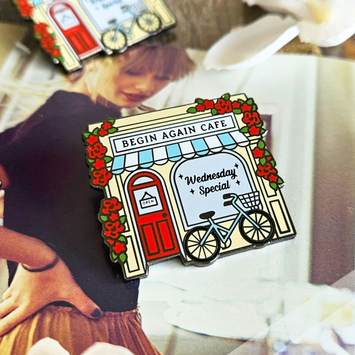 Begin Again Cafe Enamel Pin