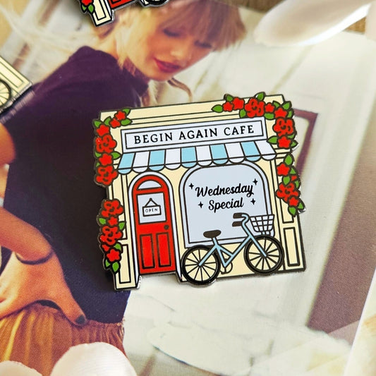 Begin Again Cafe Enamel Pin