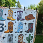 Cowboy Boot Woven Blanket (darker purple)