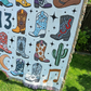 Cowboy Boot Woven Blanket (darker purple)