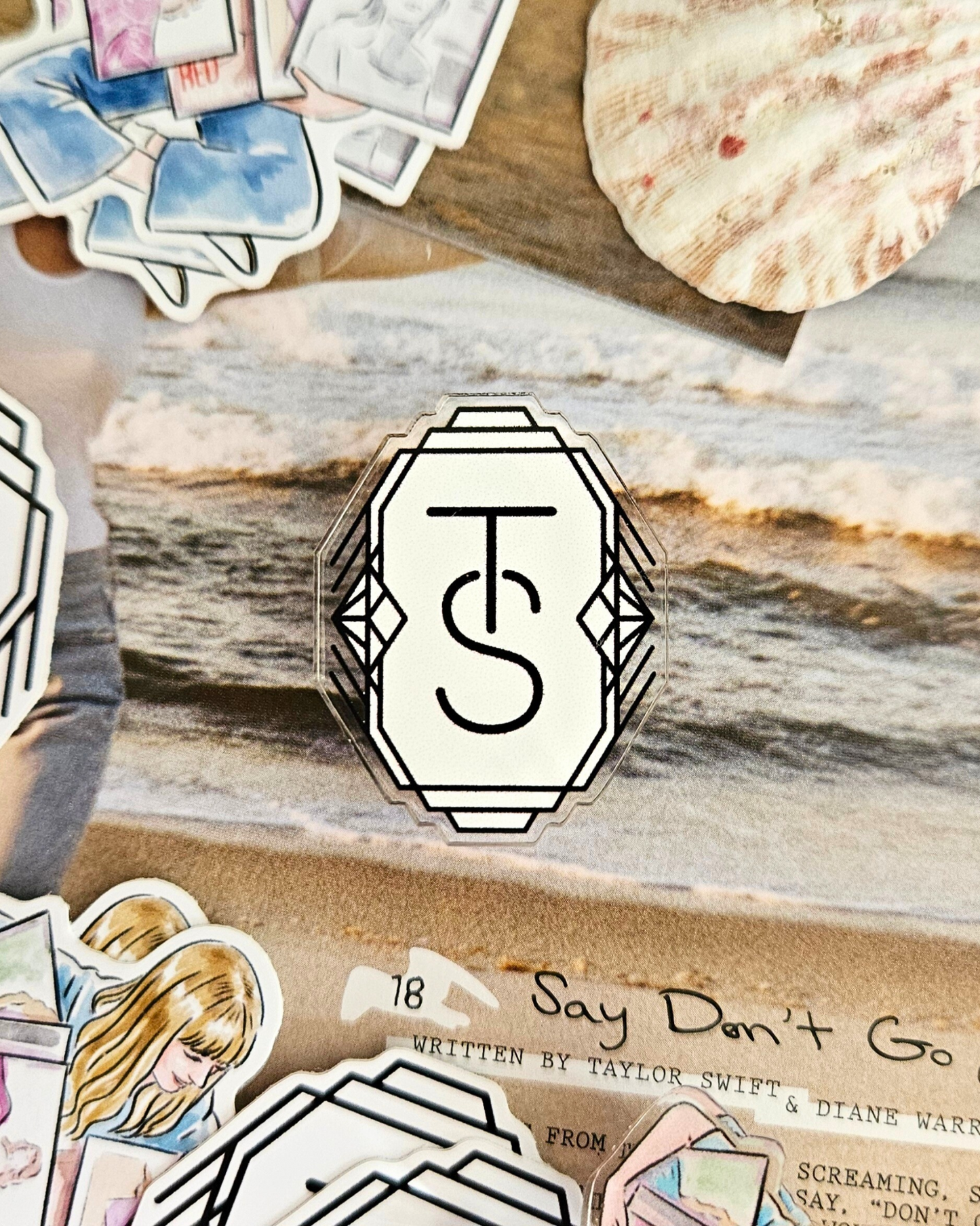 TS Art Deco Logo Acrylic Pin/ Sticker
