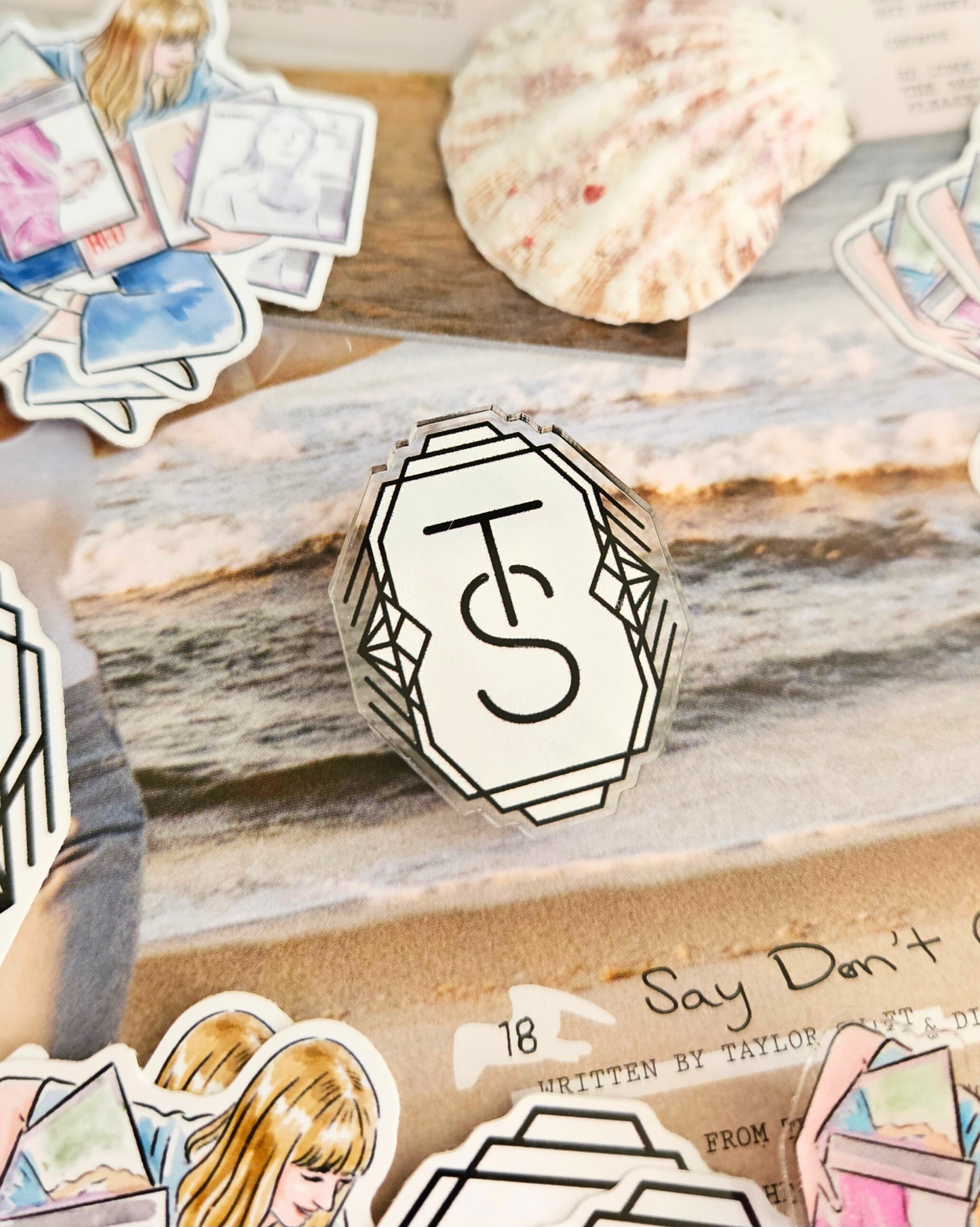 TS Art Deco Logo Acrylic Pin/ Sticker