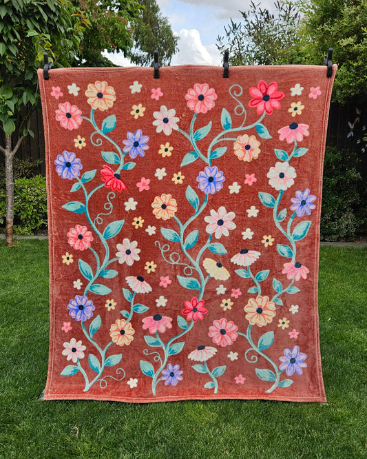 Acoustic Piano Flowers Fleece Blanket