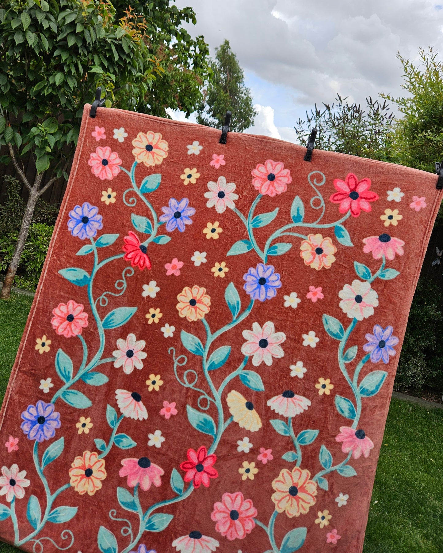 Acoustic Piano Flowers Fleece Blanket