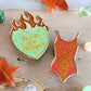 Showgirl Burning Heart / Orange Bodysuit Enamel Pin