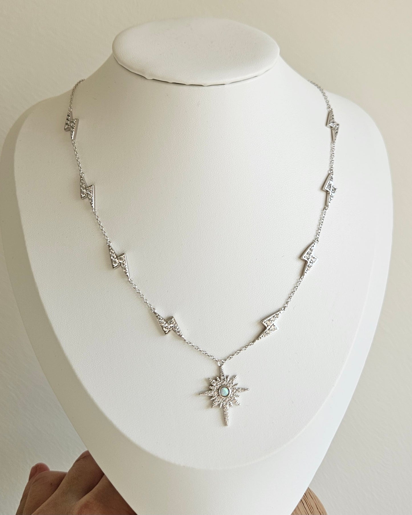 Opalite CZ Lightning Bolt Necklace/Bracelet