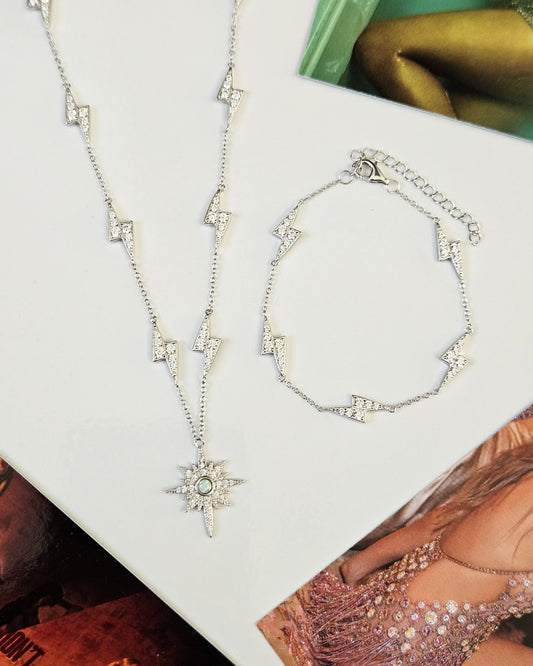 Opalite CZ Lightning Bolt Necklace/Bracelet