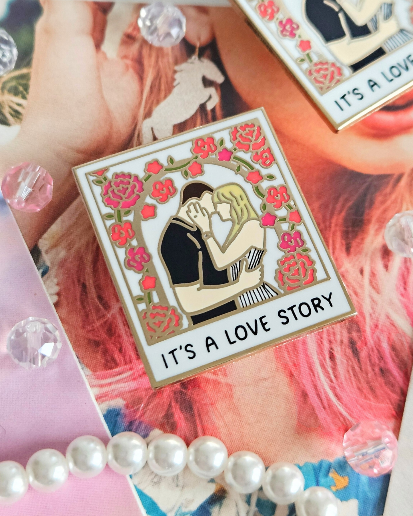Love Story Engagement Enamel Pin
