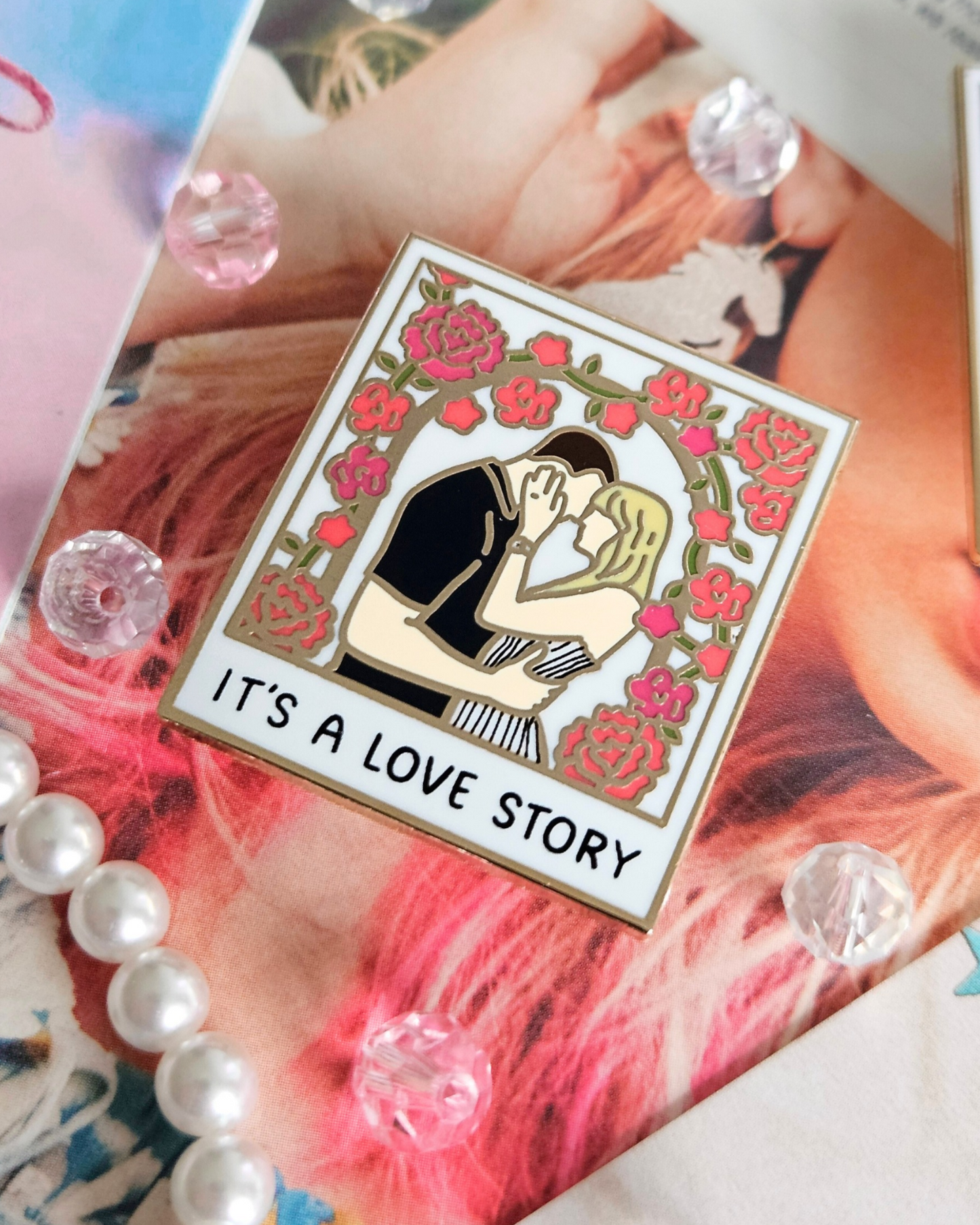 Love Story Engagement Enamel Pin