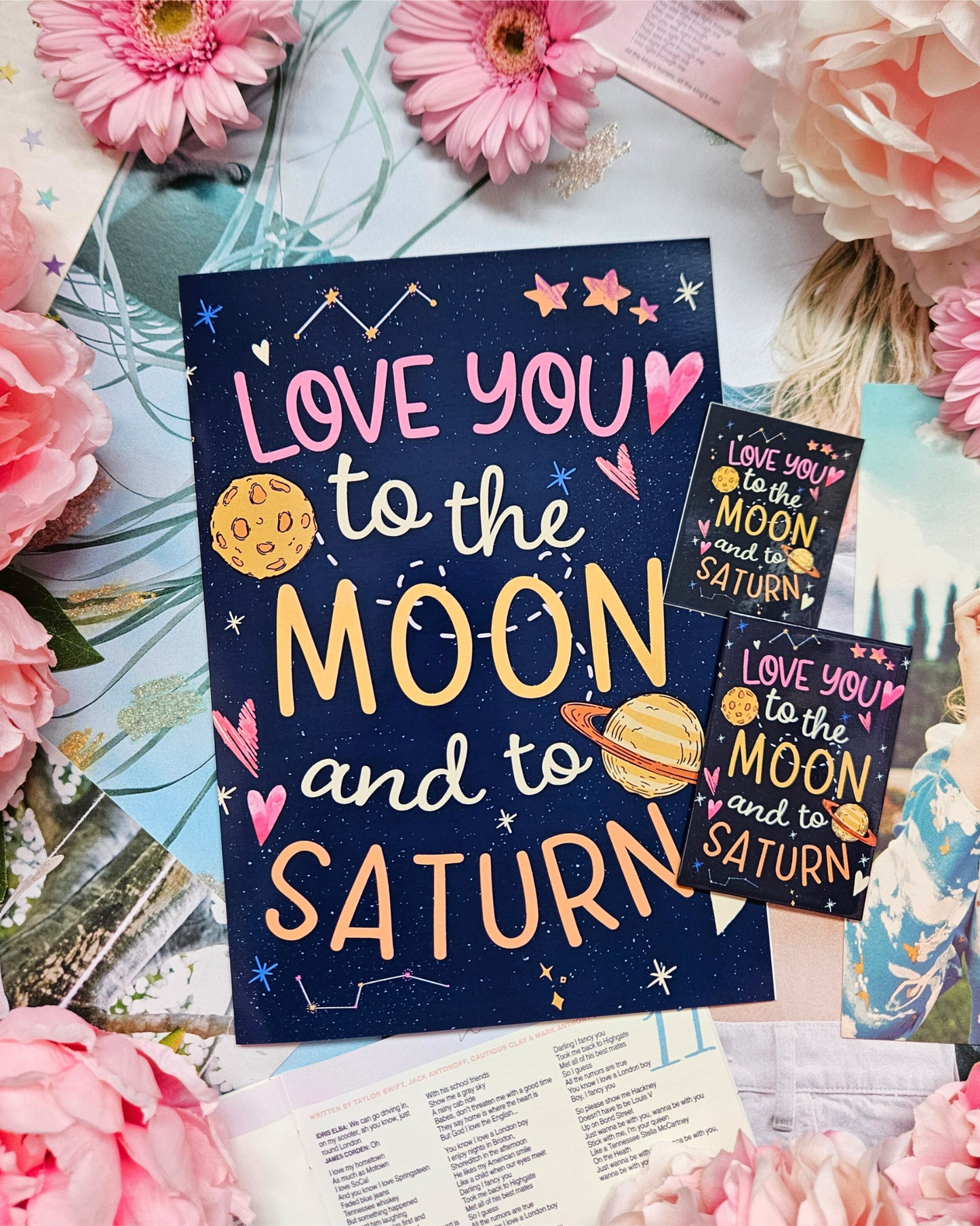 Moon & Saturn Card/Magnet/Sticker