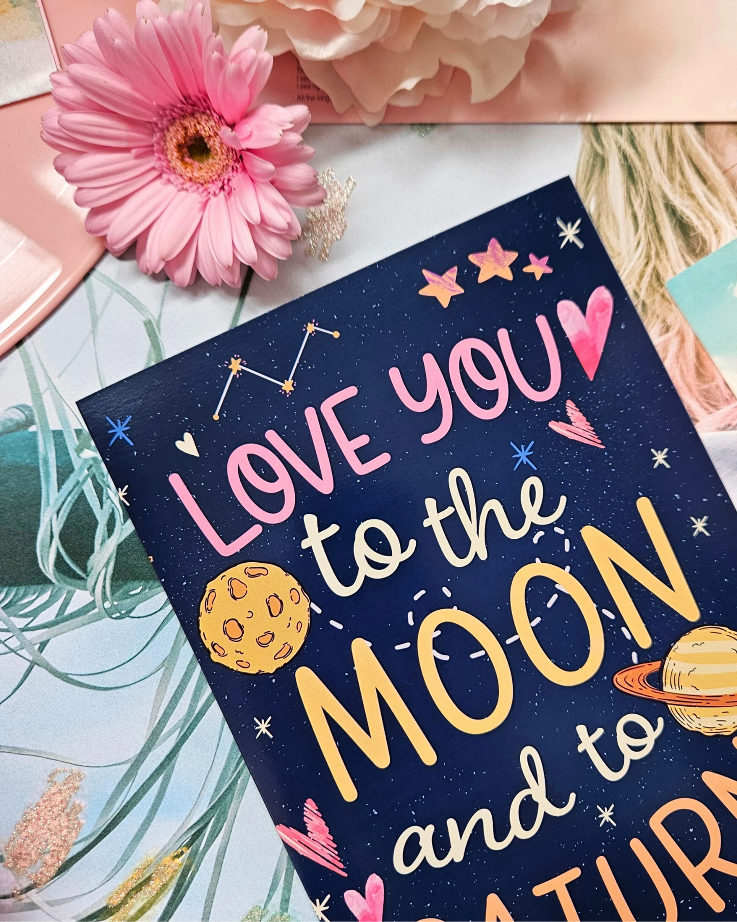 Moon & Saturn Card/Magnet/Sticker