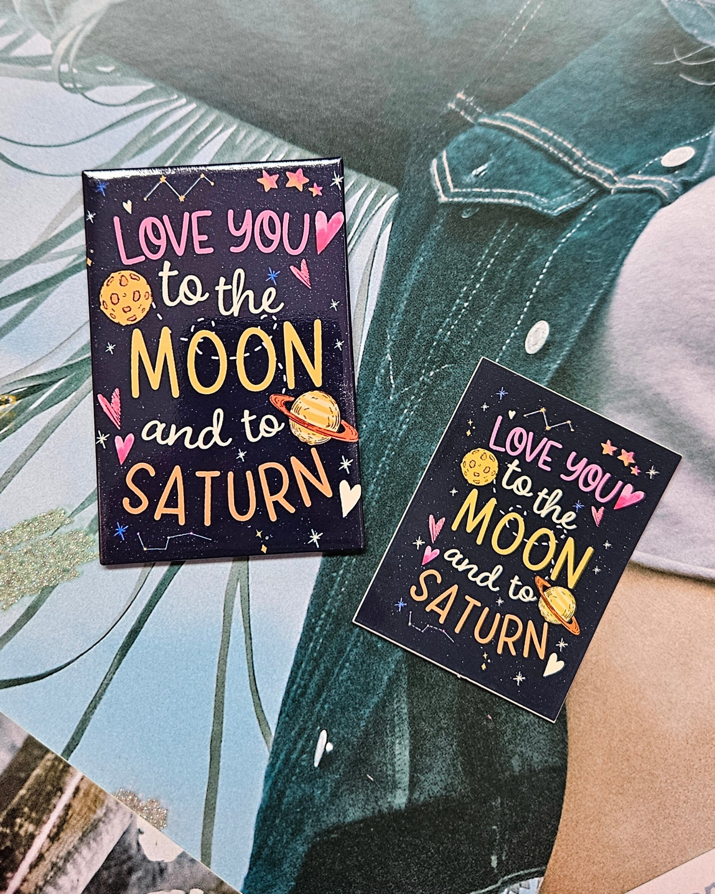 Moon & Saturn Card/Magnet/Sticker