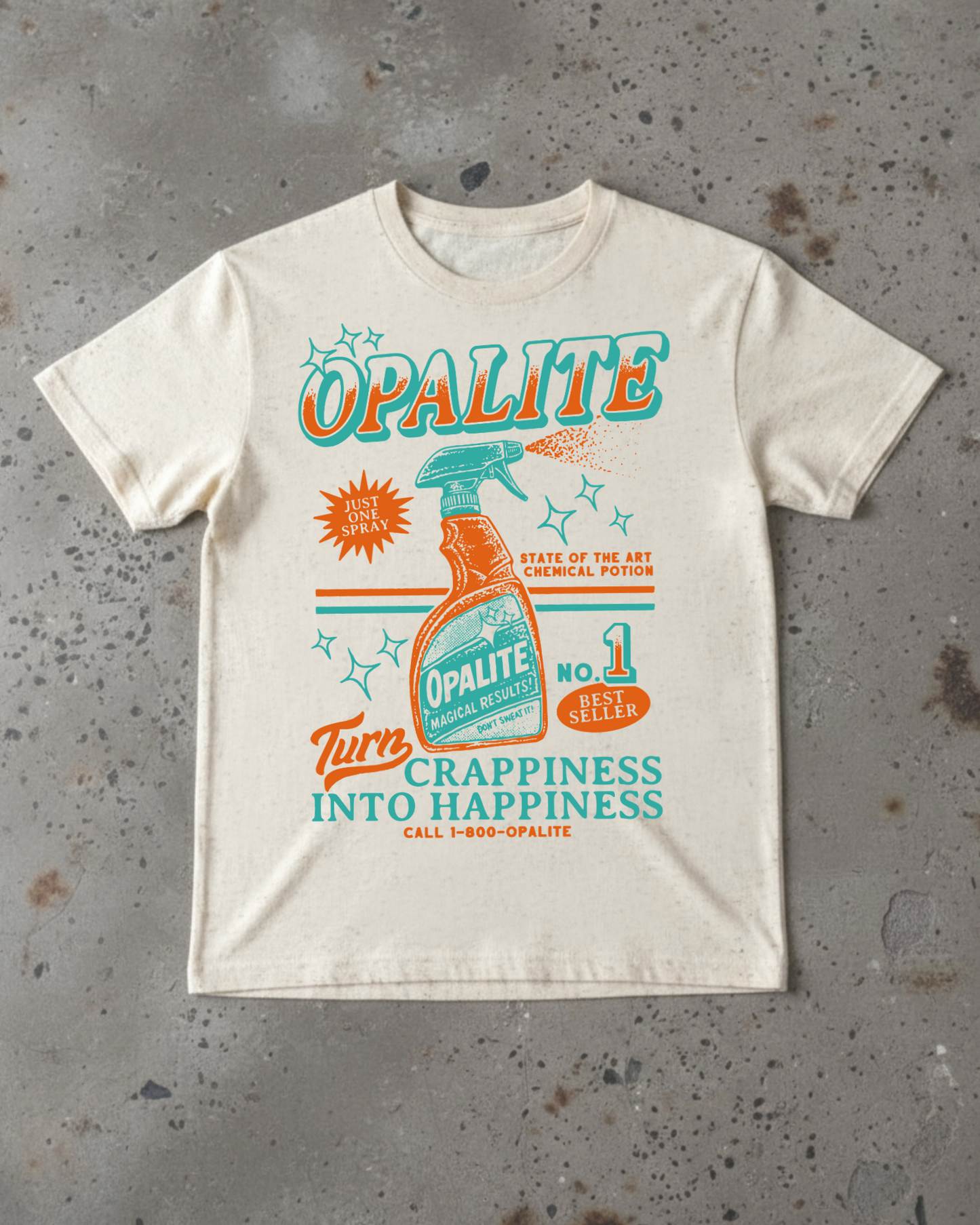 Opalite Spray Bottle T-Shirts (Natural/Black)