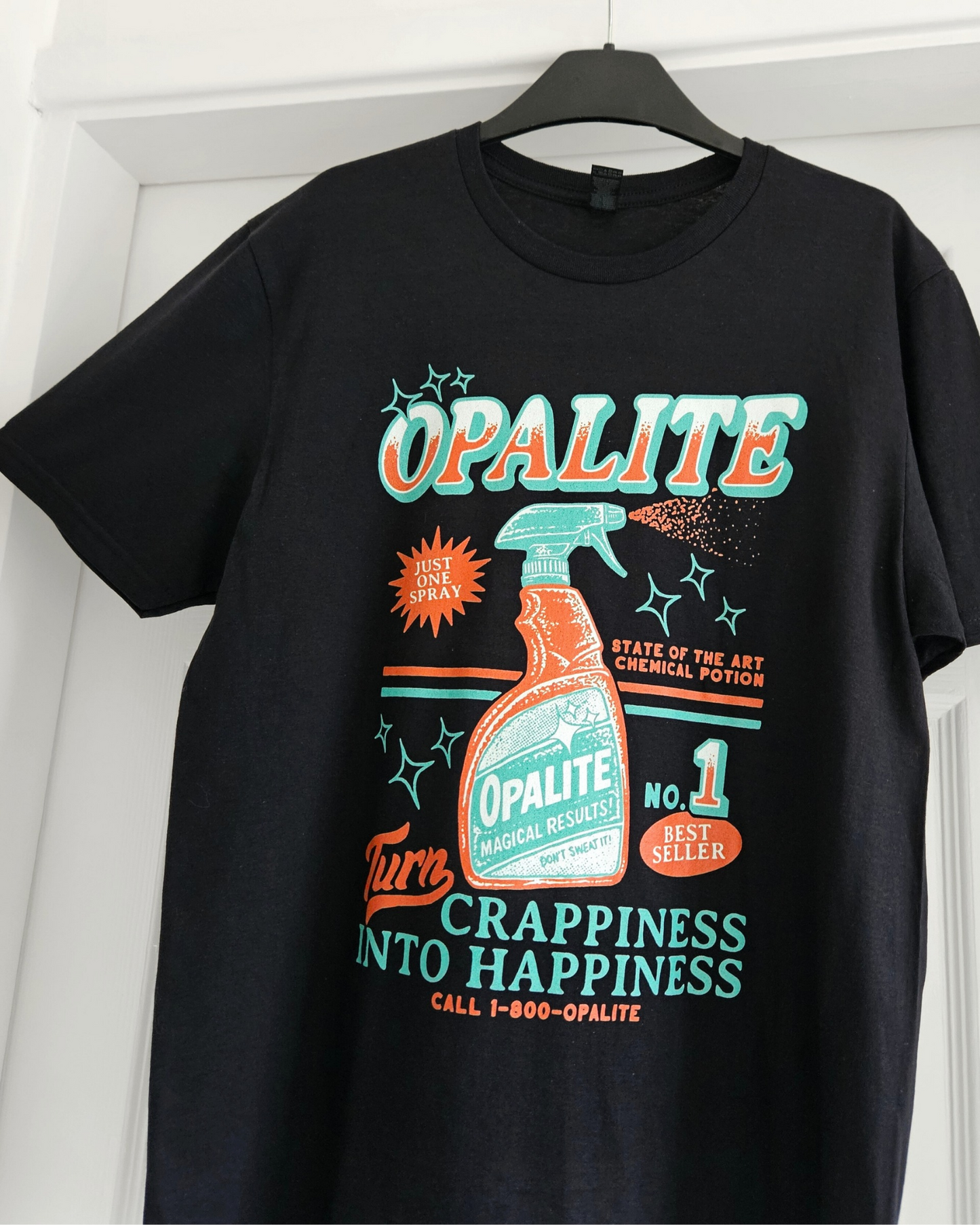 Opalite Spray Bottle T-Shirts (Natural/Black)
