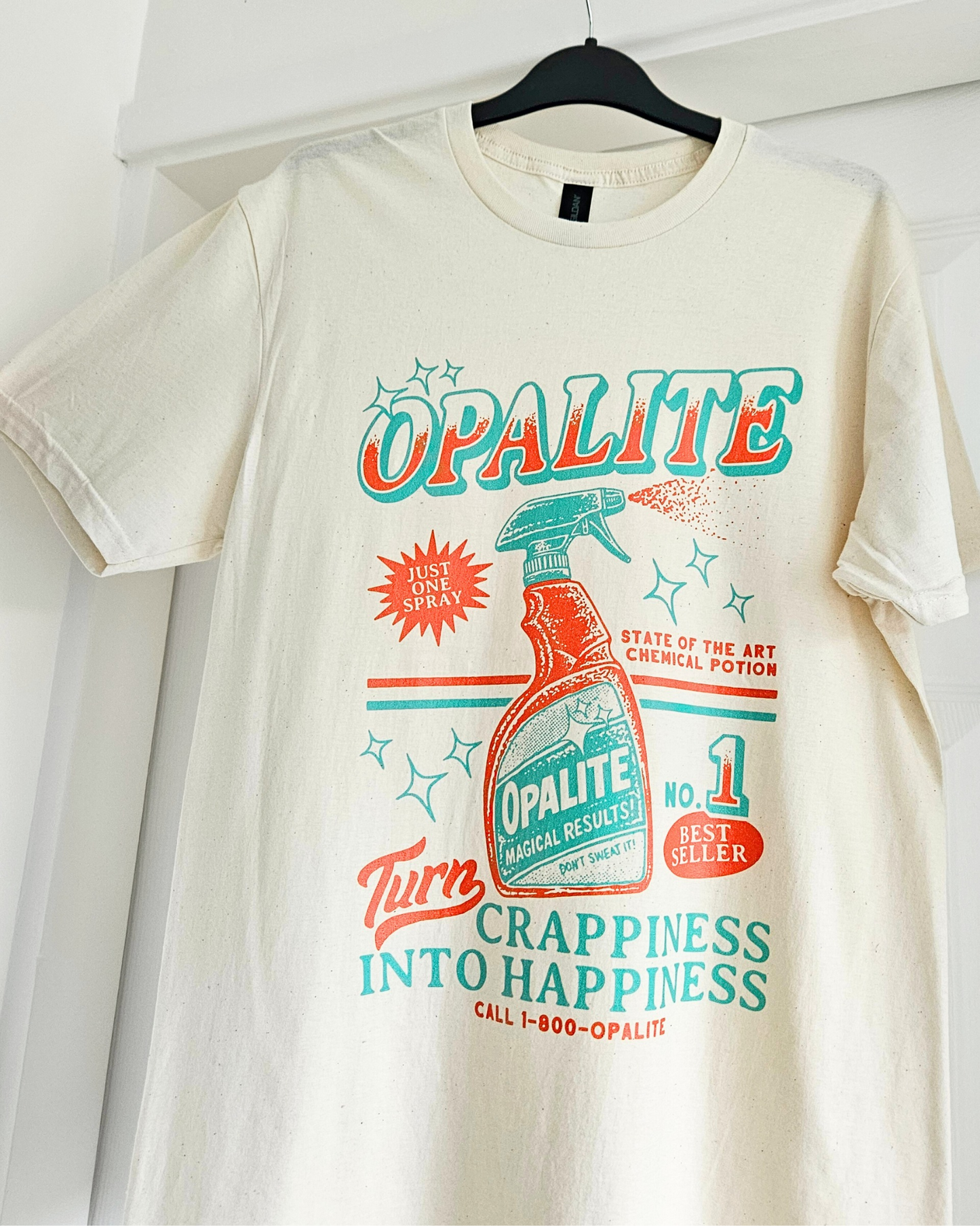 Opalite Spray Bottle T-Shirts (Natural/Black)