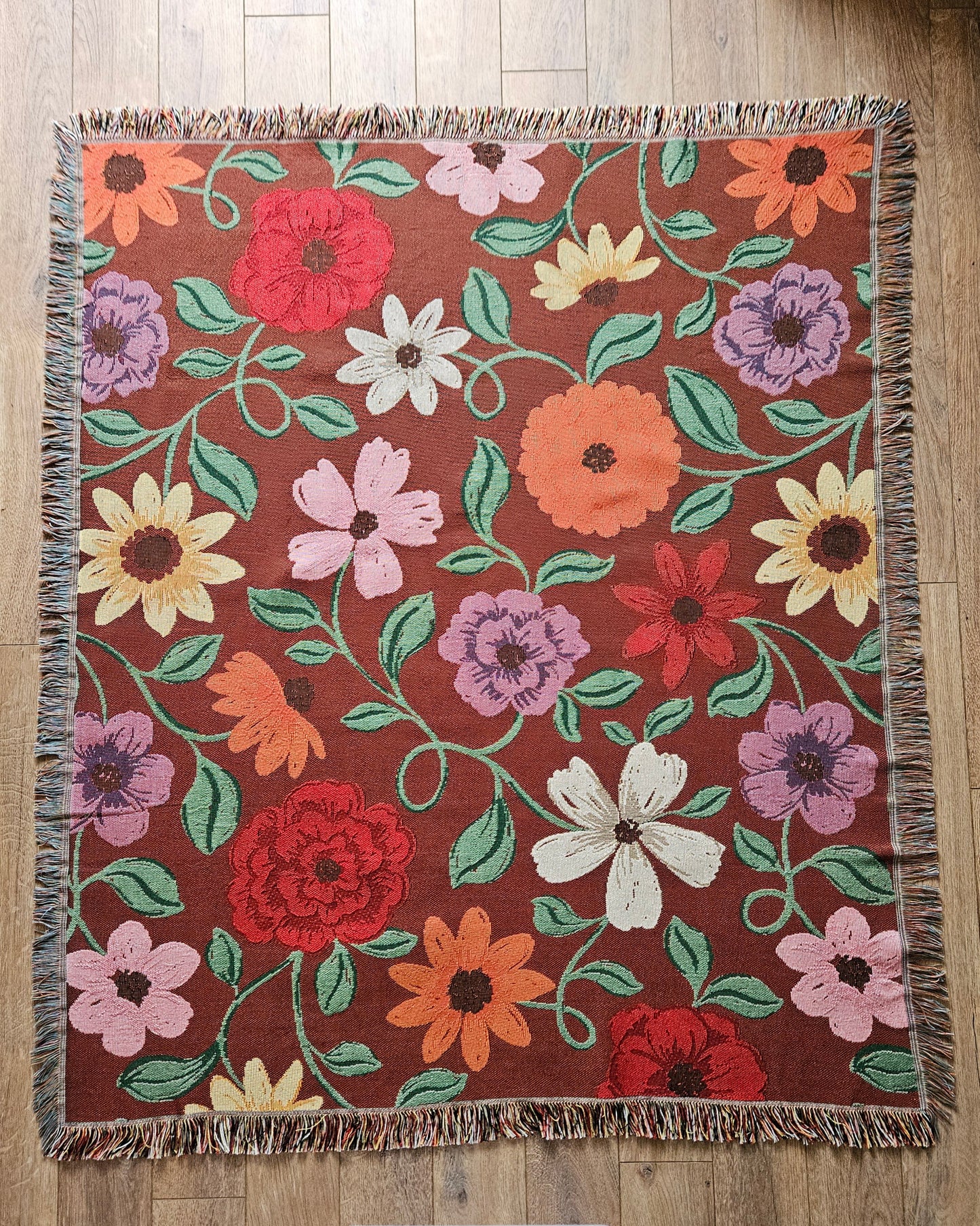 Acoustic Piano Flowers Woven Blanket