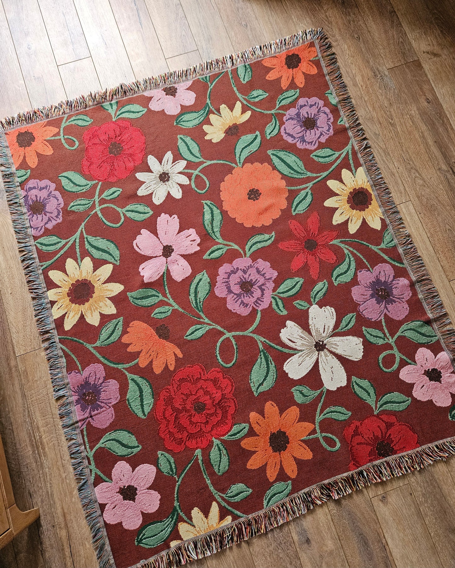 Acoustic Piano Flowers Woven Blanket