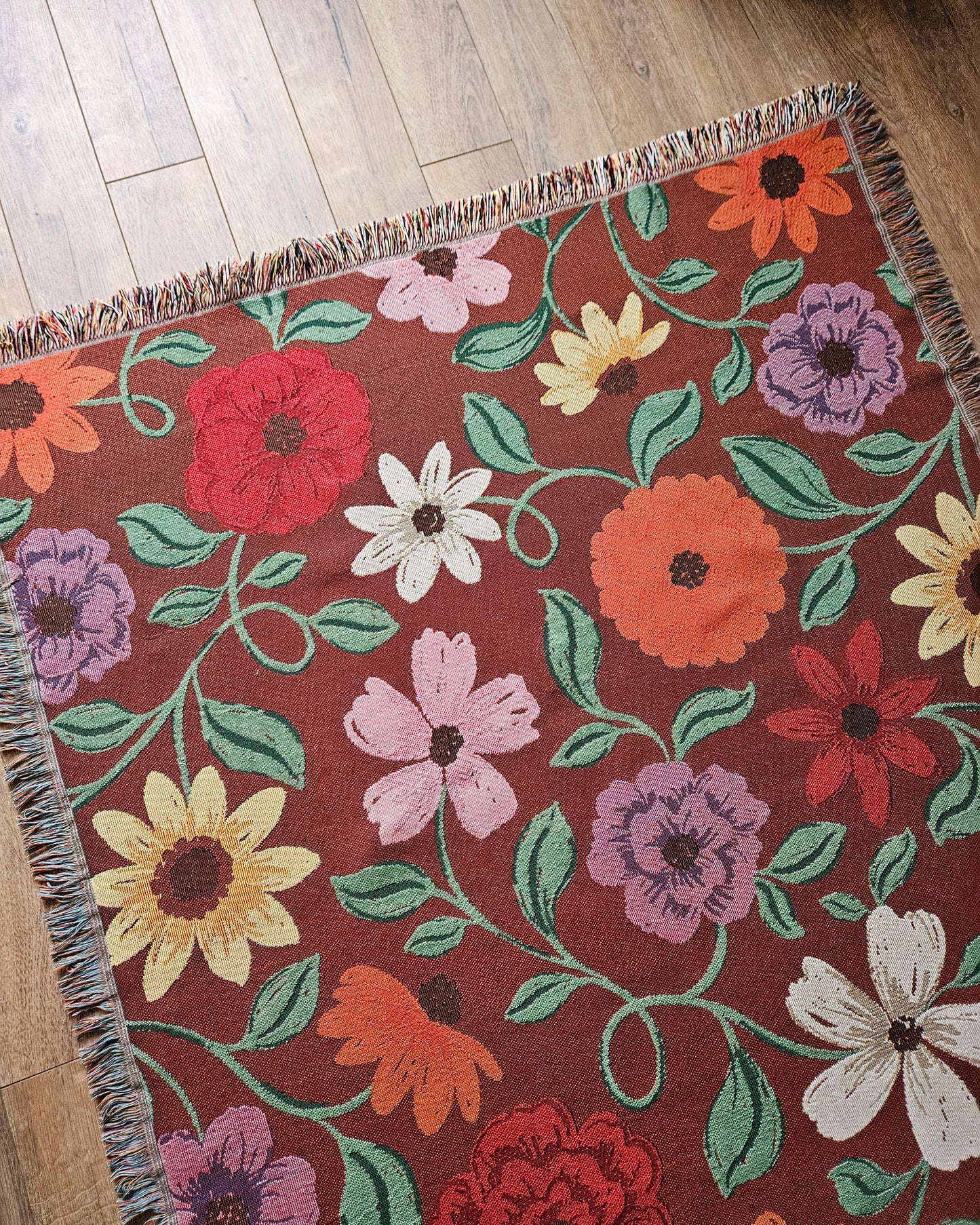 Acoustic Piano Flowers Woven Blanket