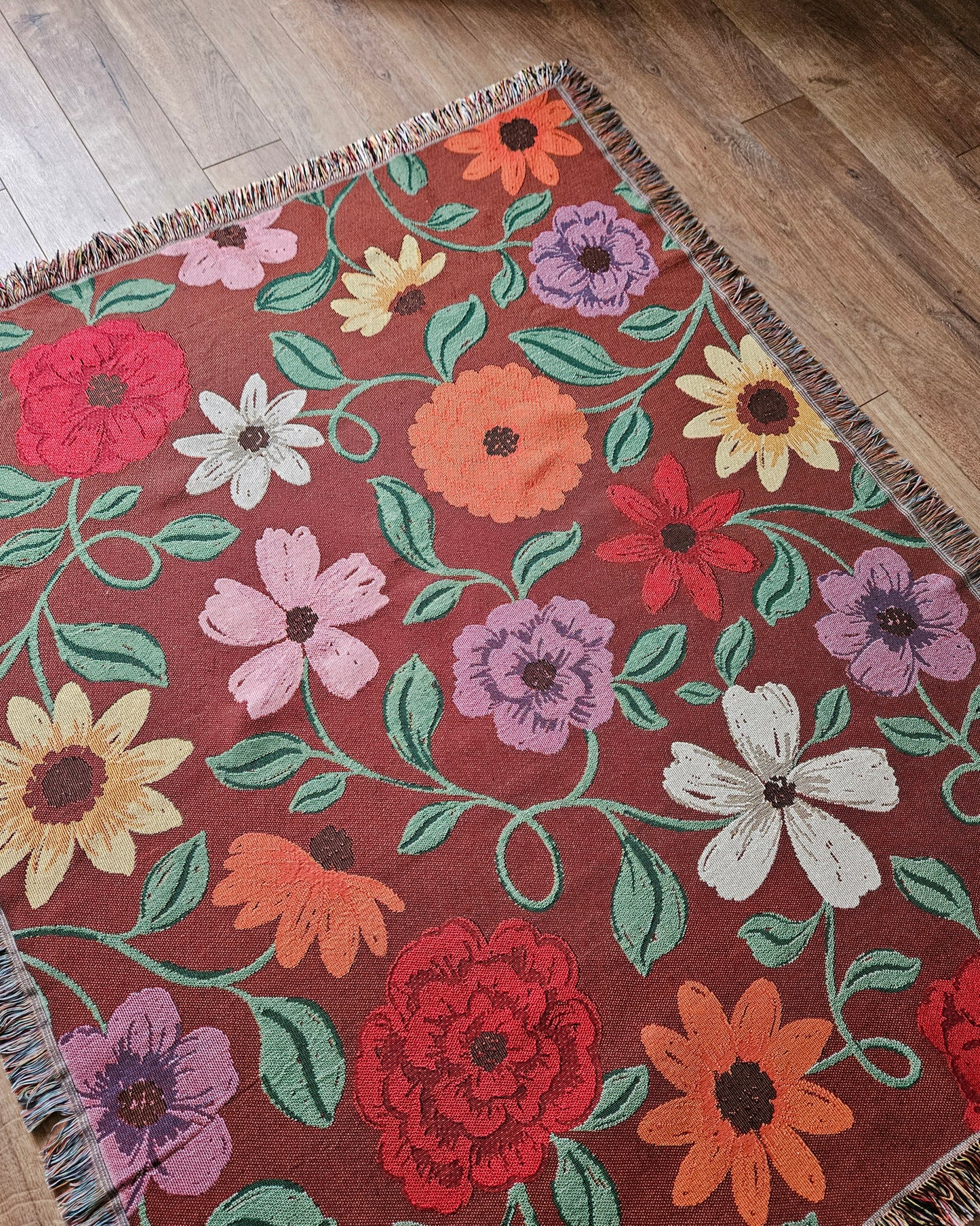 Acoustic Piano Flowers Woven Blanket