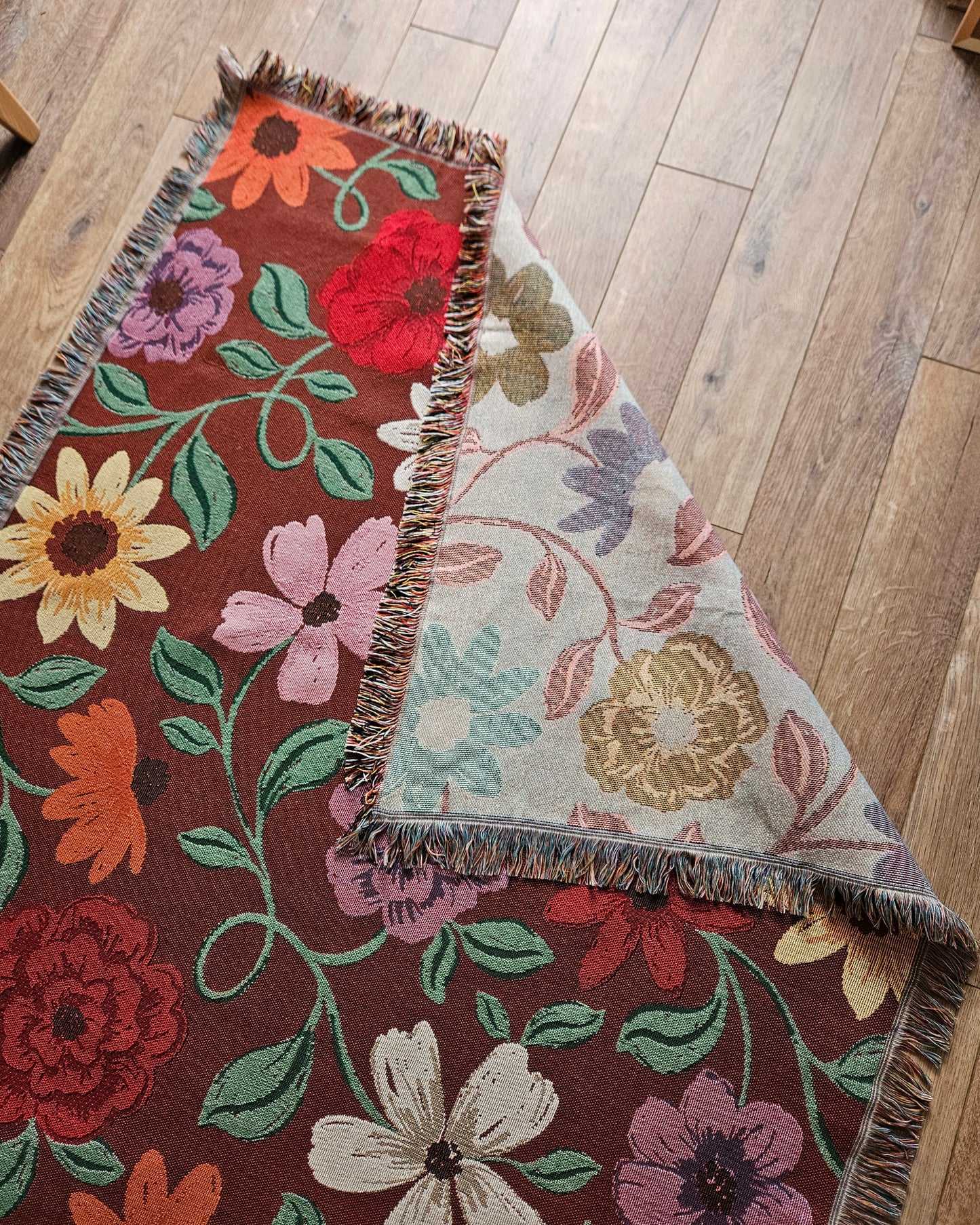 Acoustic Piano Flowers Woven Blanket